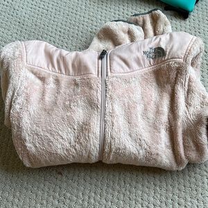 Pink fuzzy north face